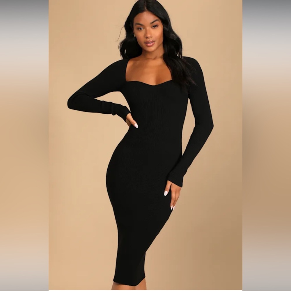 Lulu's Classic Black Long Sleeve Dress